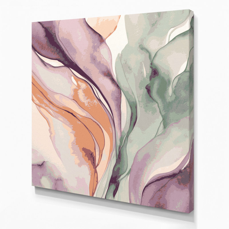 Aquarelle abstraite 64, art mural sur toile beige, H 12 po x l 12 po