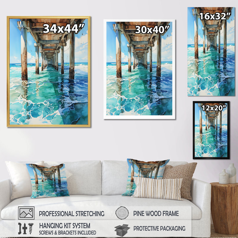Pierceton Beach Photo Pier Reflections VII, Cadre flottant blanc, H 20 po x l 12 po x P 1 po