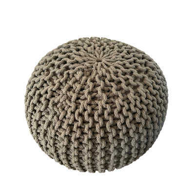 Miya Greenish Gray Knitted Pouf