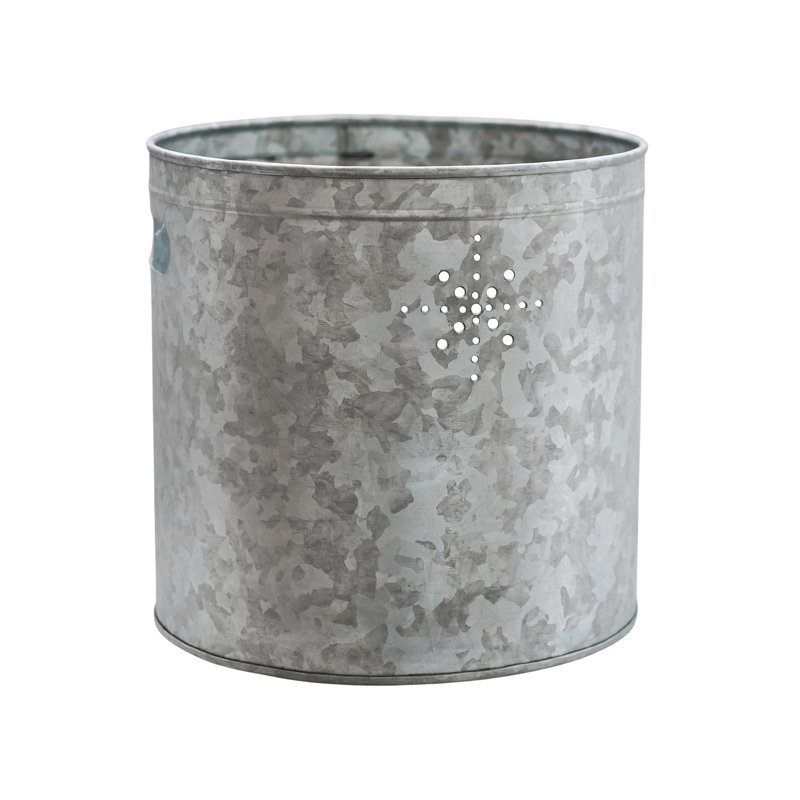 Galvanised Steel Planter Bucket with Star, Galvanised