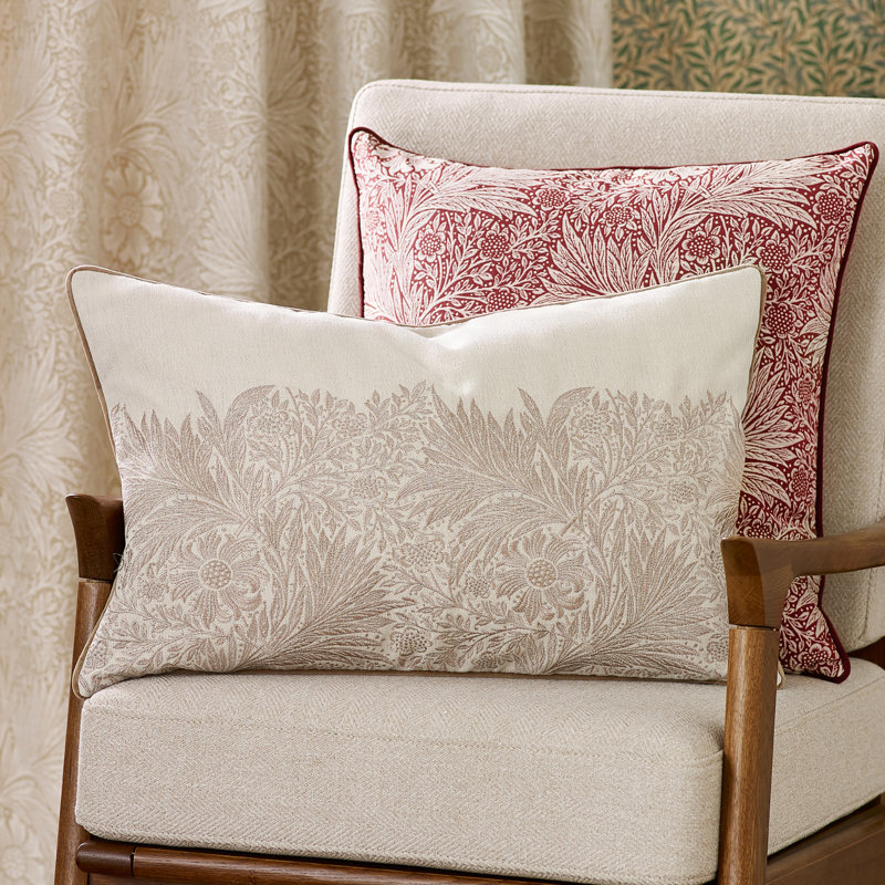 Marigold Floral Rectangular Throw Pillow Cover, White