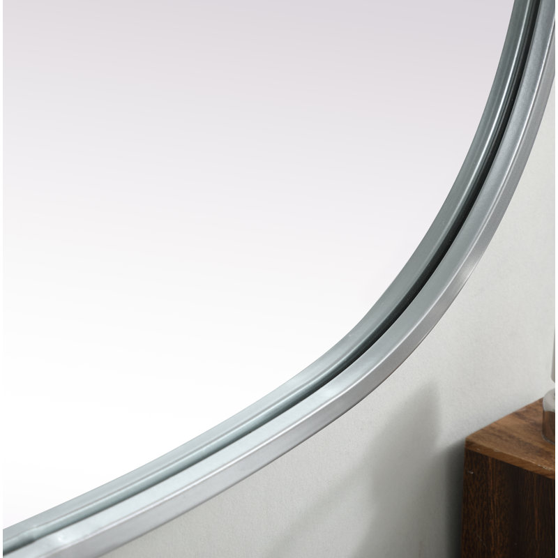 Sabine Metal Curved Oval Wall Mirror, Silver, 36" x 24"