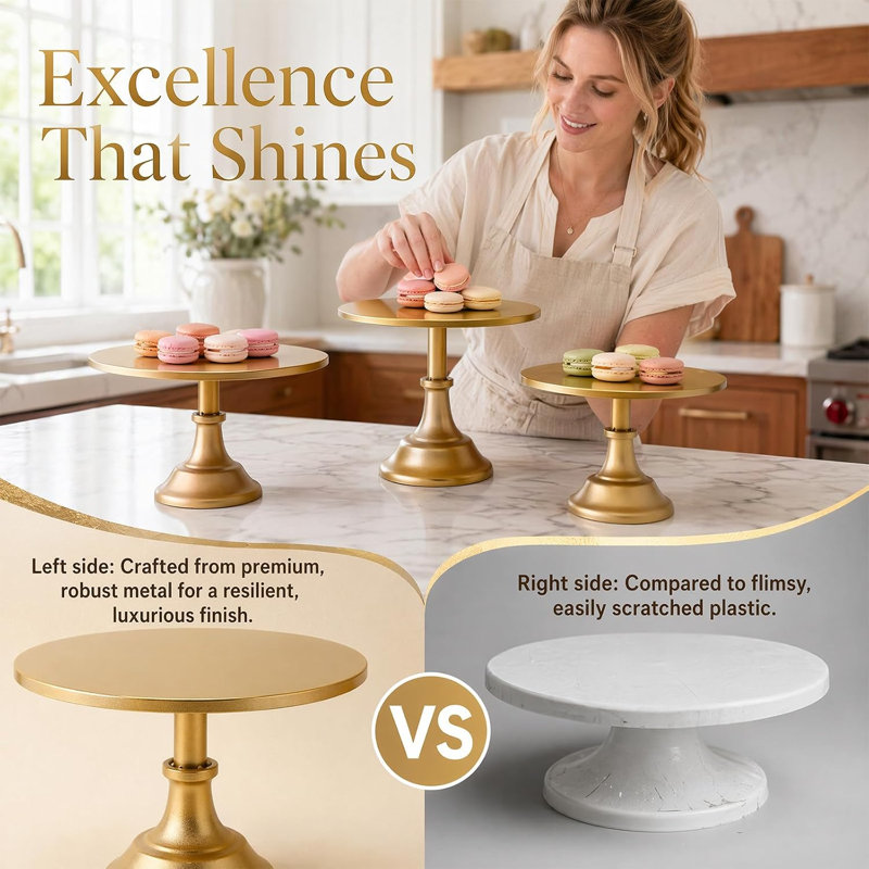 HKFUYULINTECHLIMITED Cake Stand Baking Molds, Gold