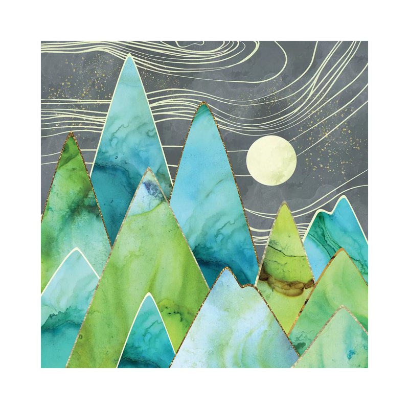 Moonlit Mountains - Print on Canvas, Wrapped Canvas, 45.72 cm H x 45.72 cm W x 1.91 cm D