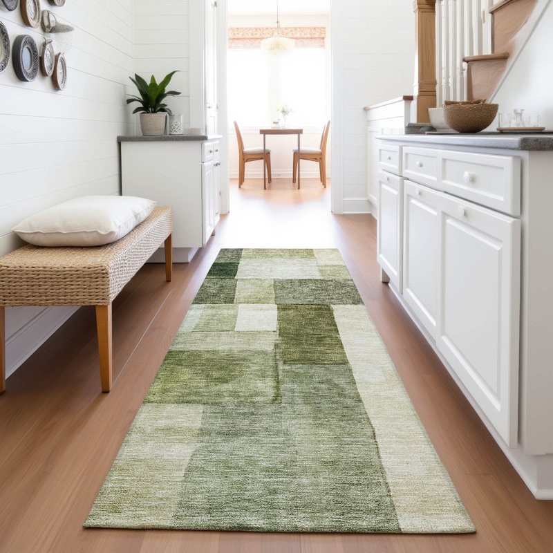 Premium Machine Washable Lyndhurst AMF1190 Squares Rug, Tapis de couloir 2 pi 3 po x 7 pi 6 po