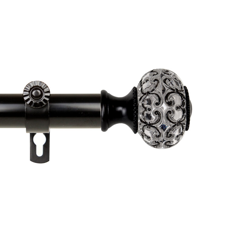 Tringle à rideaux simple 1 po Matias, H 2,75 po x l 84 po x P 3,63 po, Noir