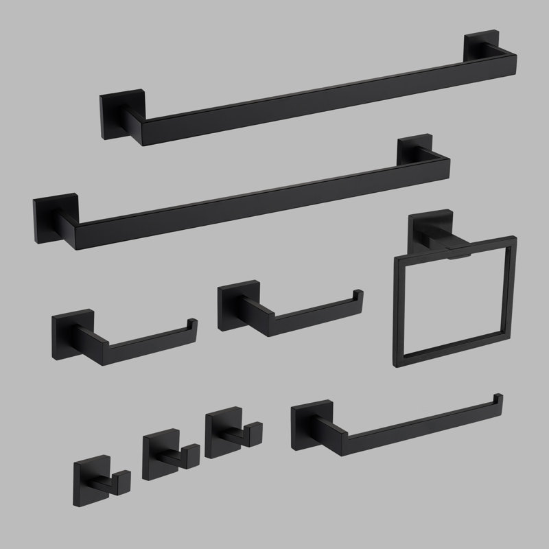 9 - Piece Bathroom Hardware Set, Matte Black