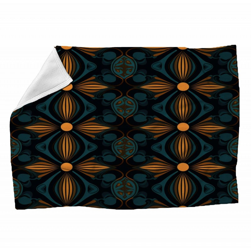 Machine Printed Throw Blanket, Black/Yellow, 60" L x 50" W, Abstract