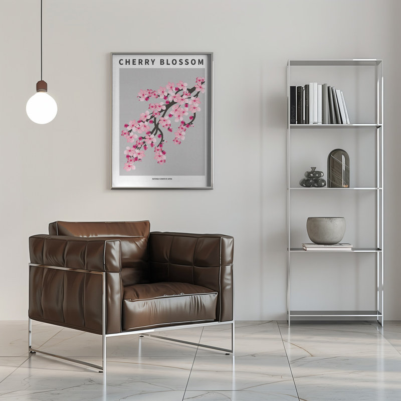«Cherry blossom», art mural texturé encadré, Blanc, H 40 po x l 30 po