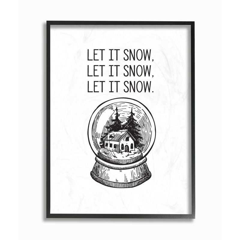 « let it snow globe », impression, H 14 po x l 11 po, Giclée encadrée noir minuit