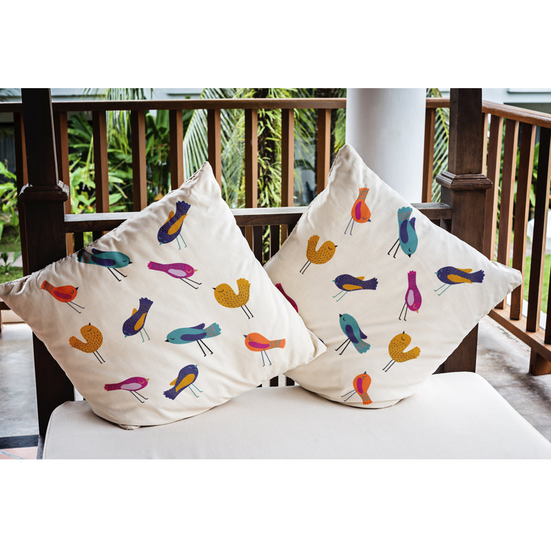 Coussin décoratif d'intérieur/d'extérieur, Orange / bleu sarcelle, 18 po x 18 po