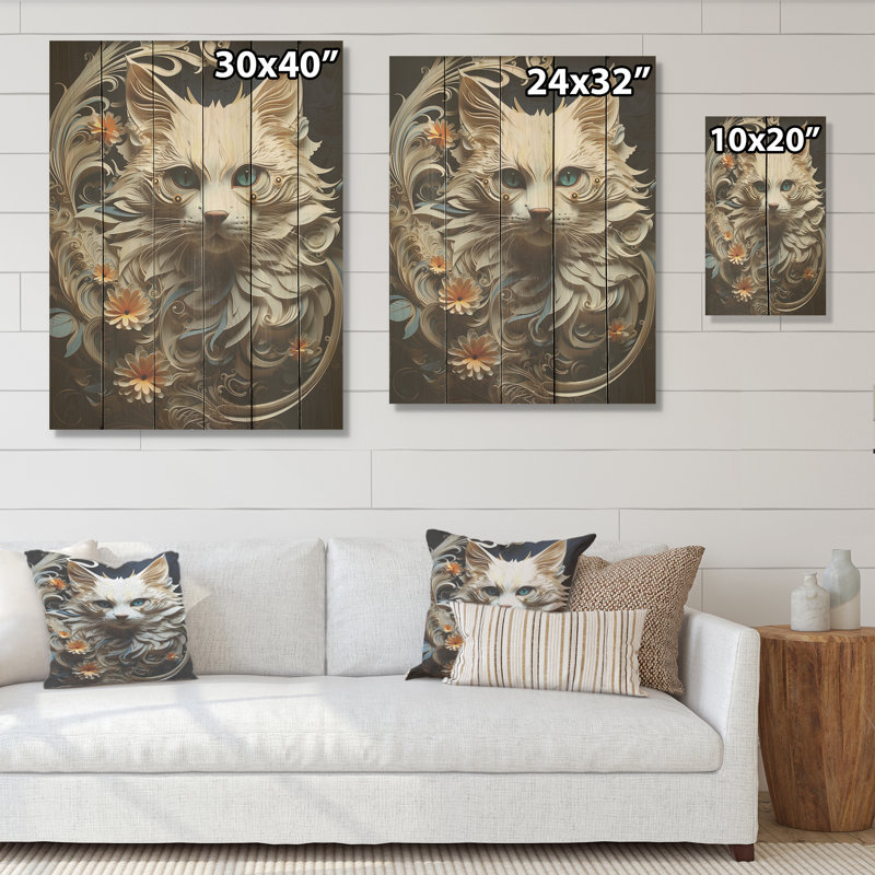 Balinais beauté, chat, art mural en bois sur bois de pin naturel, H 20 po x l 10 po