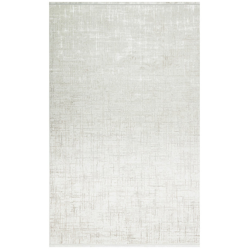 Tapis blanc en polyester tissé à la machine Malkin, Rectangle 5 pi 3 po x 7 pi 7 po