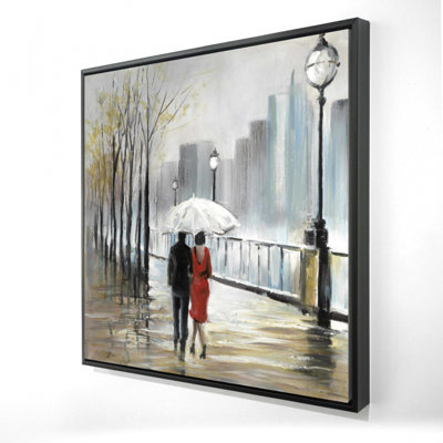 " Couple Walking Under The Rain "