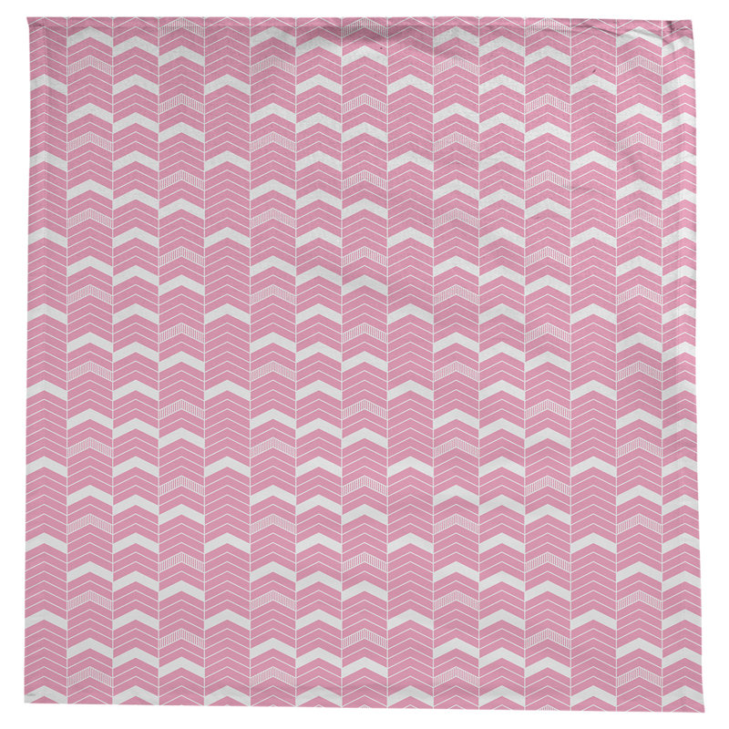 Stephenie Lined Chevrons Tablecloth, Pink/White