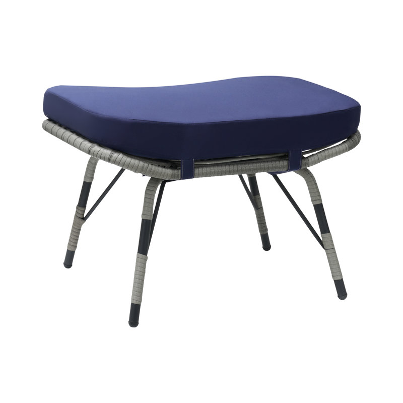 Repose-pieds d'extérieur avec coussin Sunbrella® Kluss, Gris, Bleu