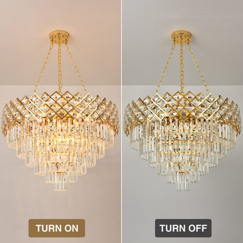 Lustre à gradins Shiron, H 42,5 po x l 29,5 po x P 29,5 po, 15 lumières, 7