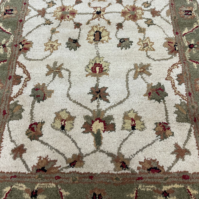 Tapis oriental ivoire / sable en laine touffeté à la main Oriental, Rectangle 3 pi 3 po x 5 pi 3 po