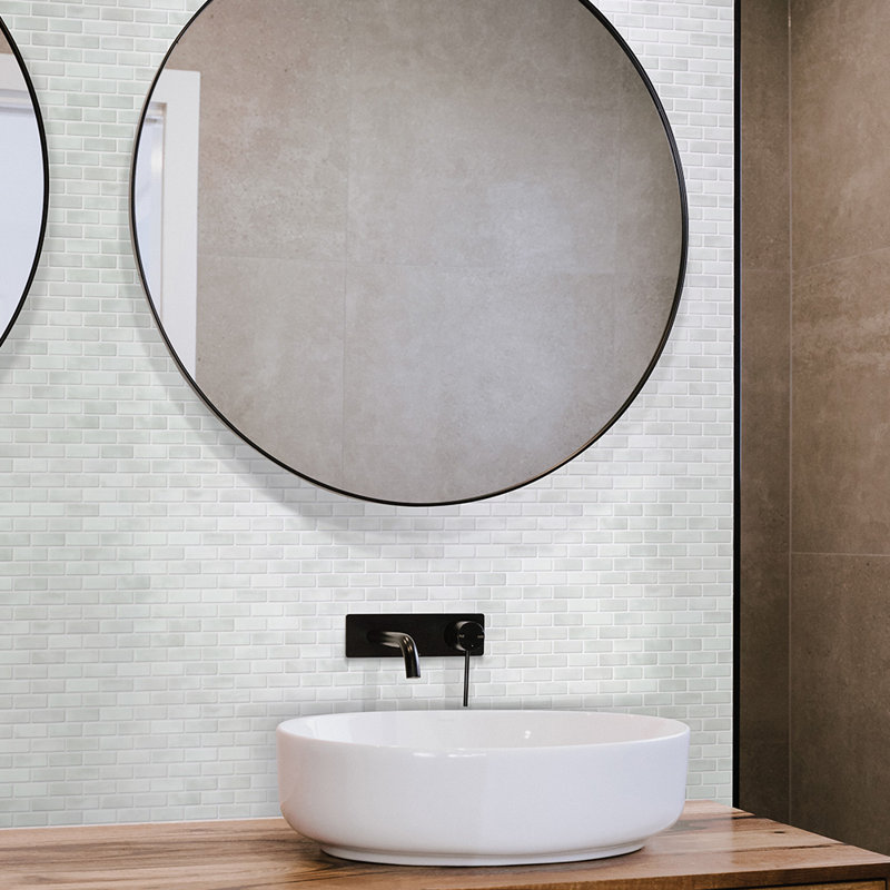 Mosaïque en verre recyclé Spectrum Silk Brick 1x2, Blanc