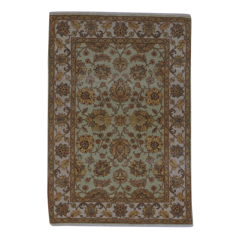 Tapis gris clair noué à la main de haute qualité