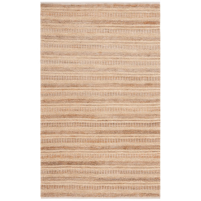 Hand Woven Wool/Jute/Cotton Striped Rug in Brown/Beige