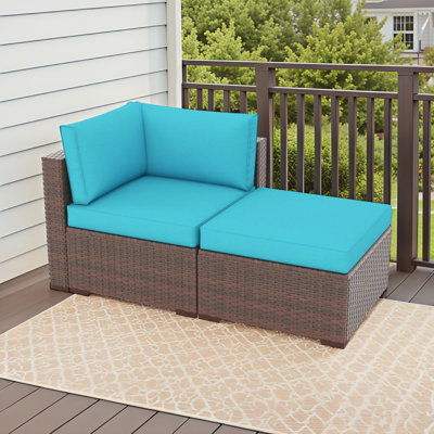 Wicker Outdoor Lounge Chair with Ottoman
