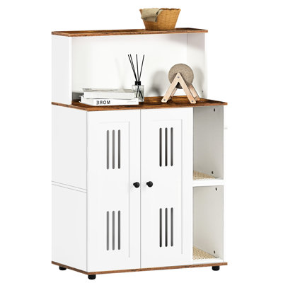 Double Litter Cabinet, Hidden Cat Room For 2 Cats, Multi - Purpose Use, Doors, Air Holes On Door, Particle Board Construction Functional Furniture, Box Enclosure Side Cabinet Feature, Privacy
