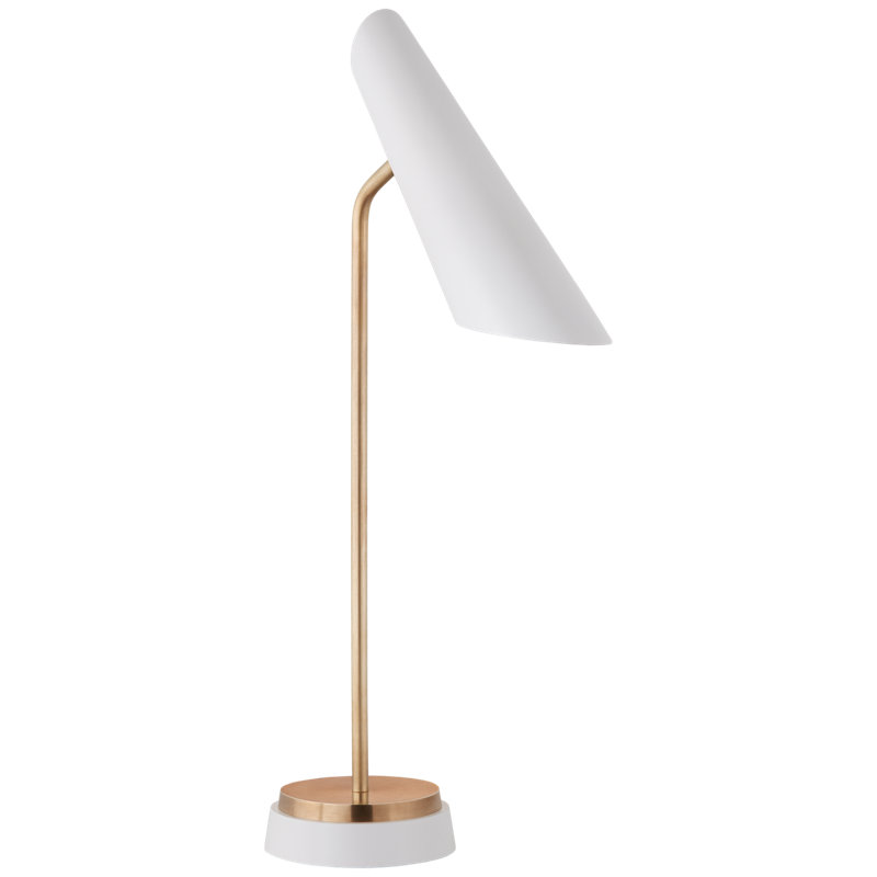 AERIN Franca Single Pivoting Task Lamp, White/Brass, White