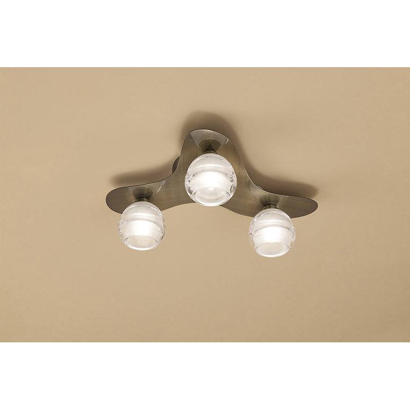 Schulen 2-Light 32cm Flush Mount, Antique Brass