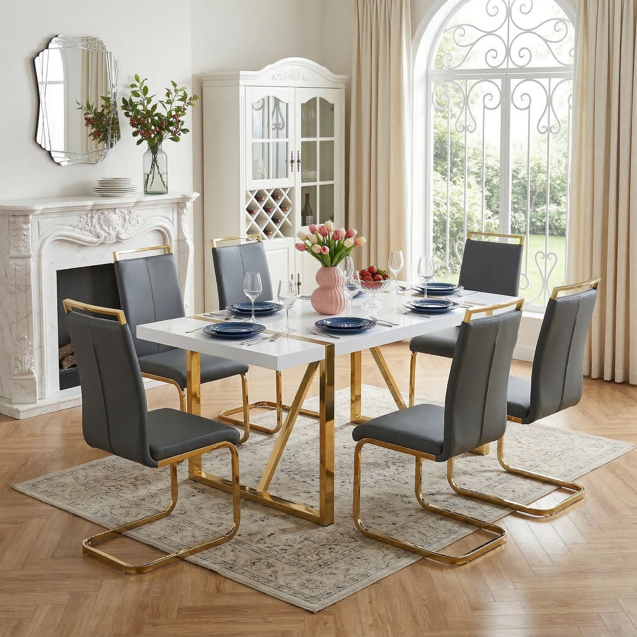 Mercer41 Hemington Industrial Modern 71” Rectangular MDF & Metal Dining ...
