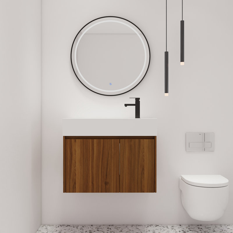  Meuble-lavabo mural simple 30 po avec plateau en résine Cranar, ChuanPu