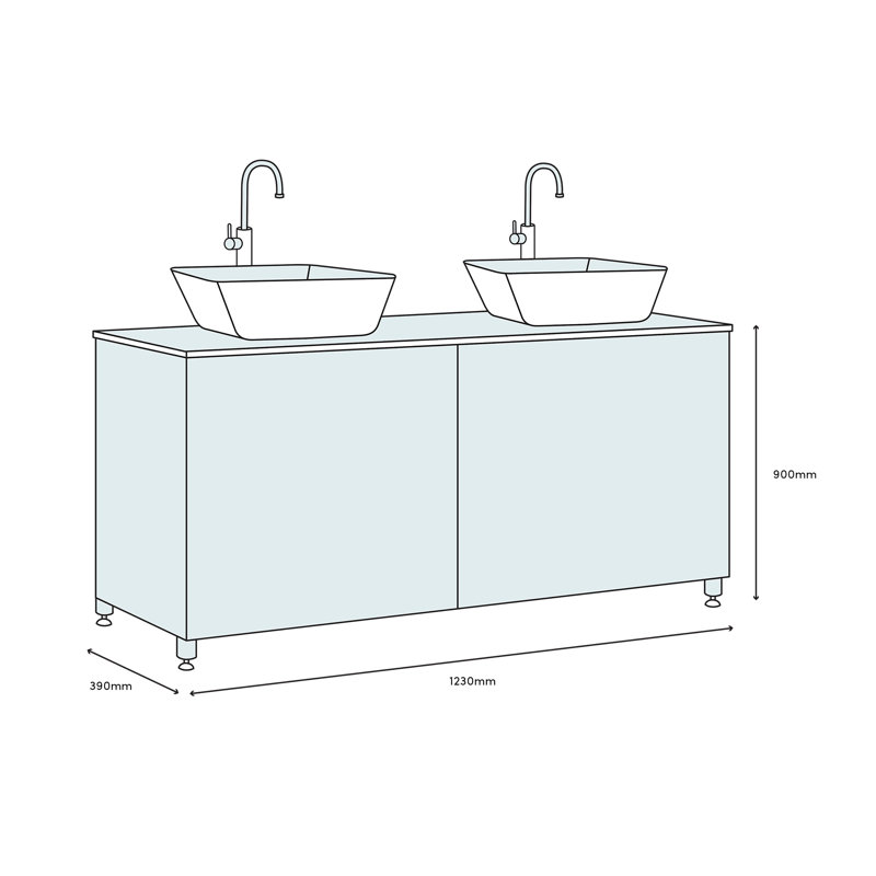 Stockley 1230mm Double Bathroom Vanity with Basin, Cream, Cream