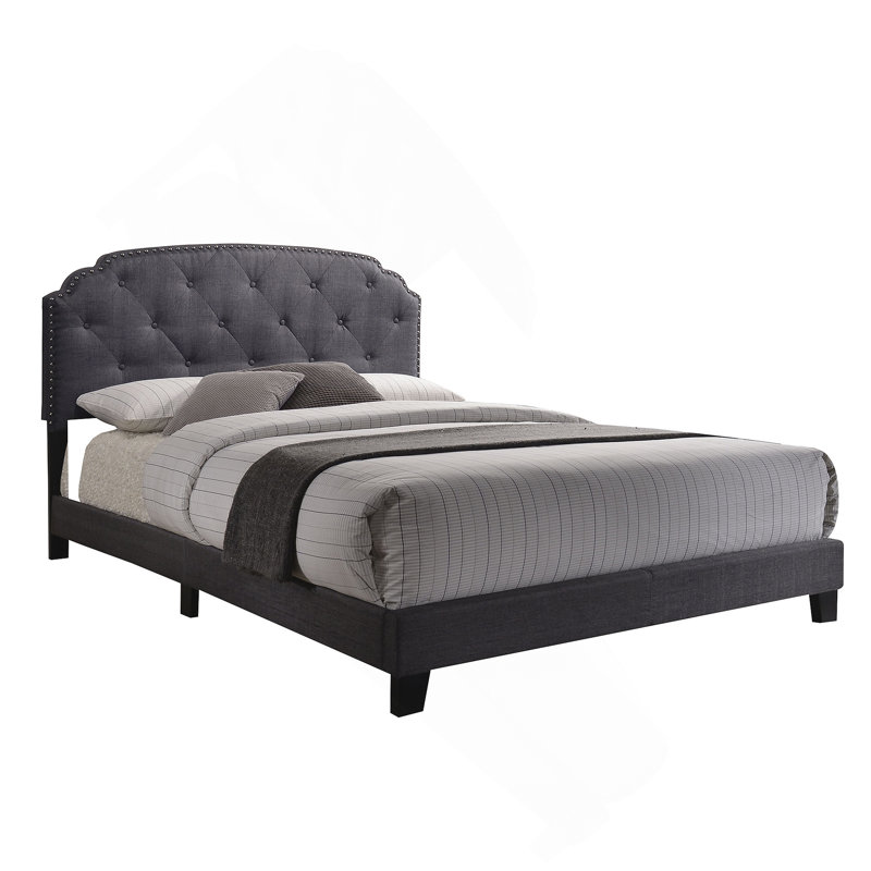 Grey Upholstered Queen Bed