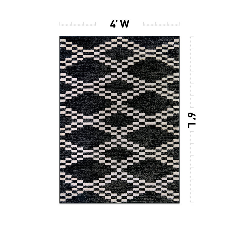 Tapis noir et blanc Modern Modern, Rectangle 4pi x 6 pi