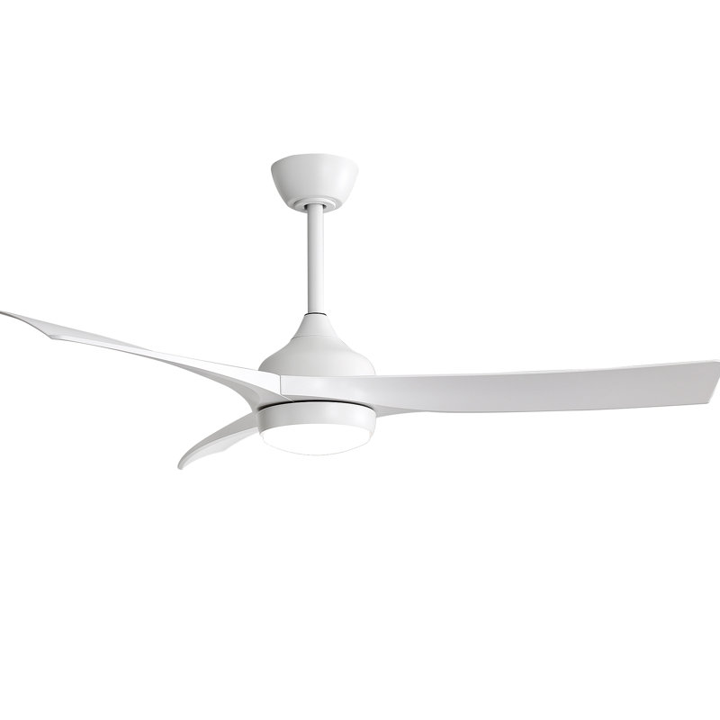 Modern Ceiling Fan With 18W LED Light And Remote Control 3 ABS Blades Noiseless Reversible DC Motor, White, White