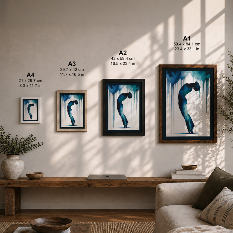 Figure In Motion Modern - Print, A3 - 42.0 x 29.7 cm, White