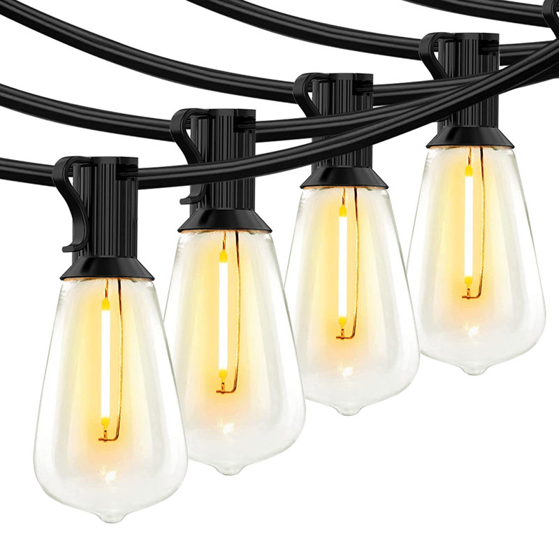 33ft Warm White Solar Powered LED Outdoor String Lights