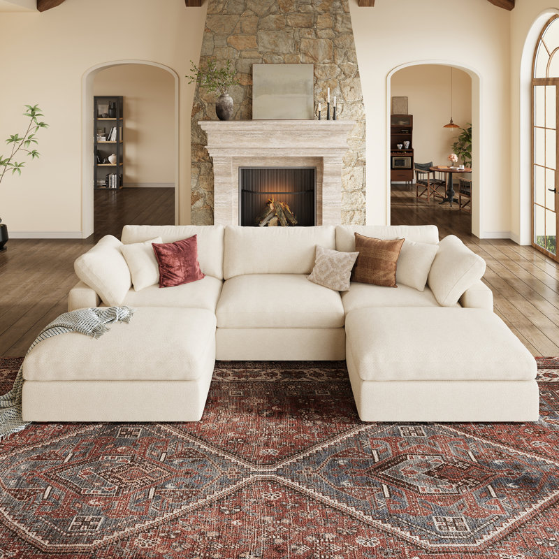 Canapé Abramson, Chenille beige, H 36,2 po x l 120,5 po x P 78 po