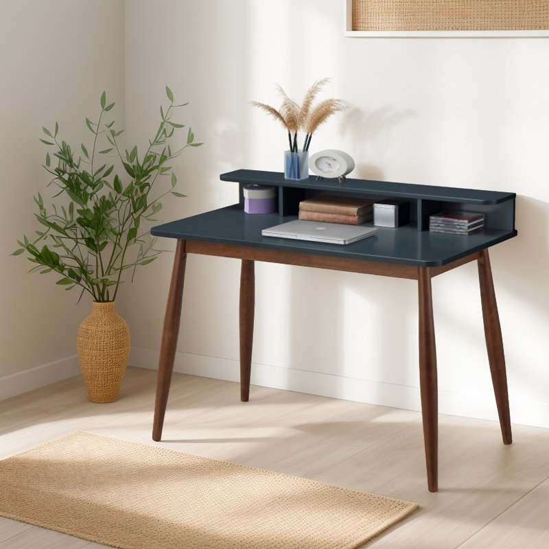 Bureau d'écriture en bois avec huche, Gris