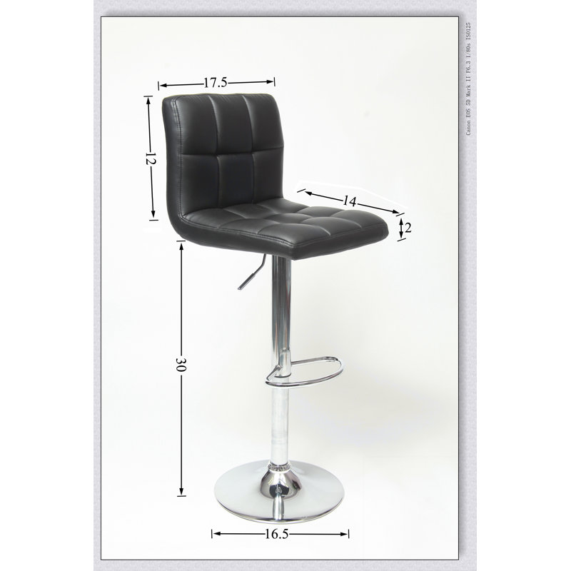 Tabouret de bar pivotant réglable en similicuir, ensemble de 2 pouces de l 17,5 po x P 17,5 po x H 35 à 43,5 po, Brun