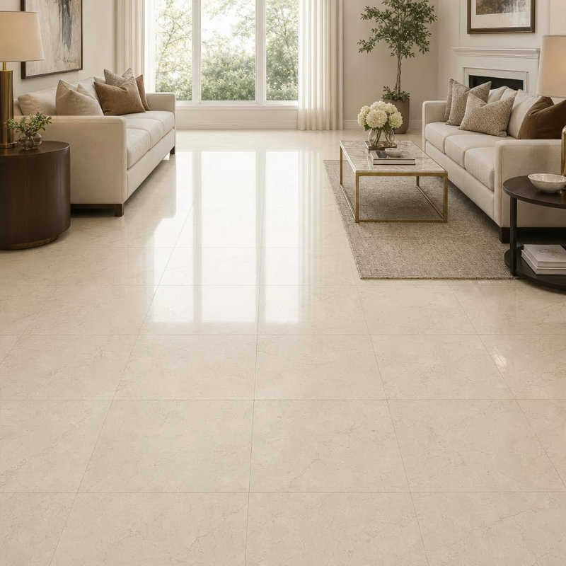 Carreau de marbre Crema Marfil adouci 18x18'