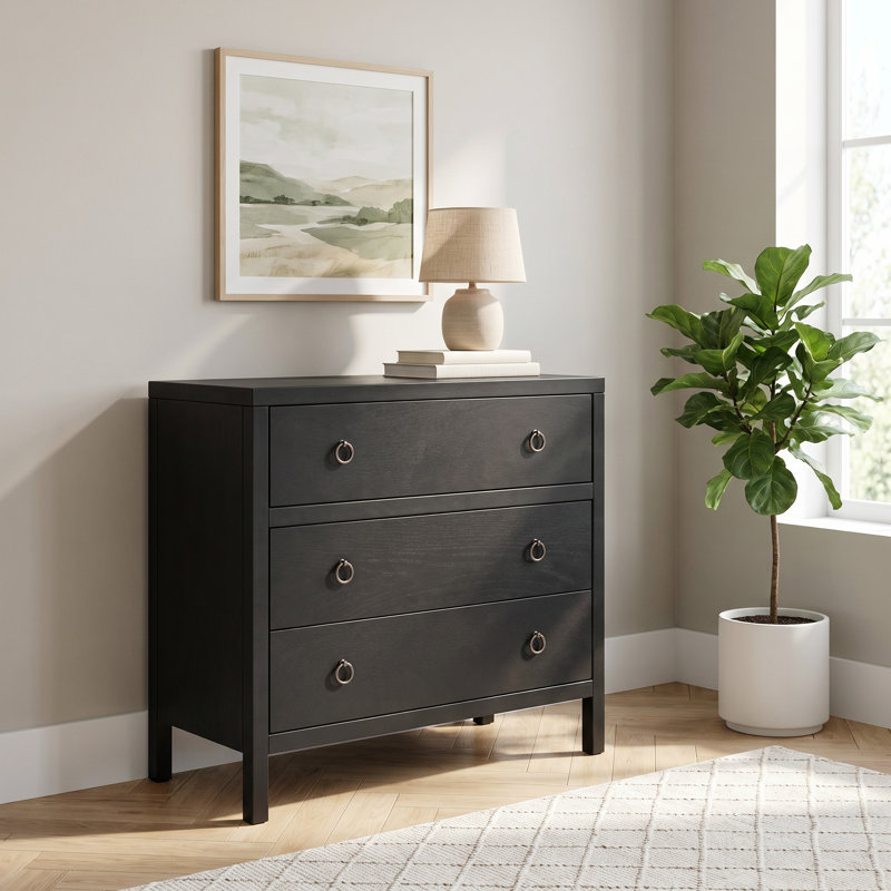 Commode 3 tiroirs Linea, Noir