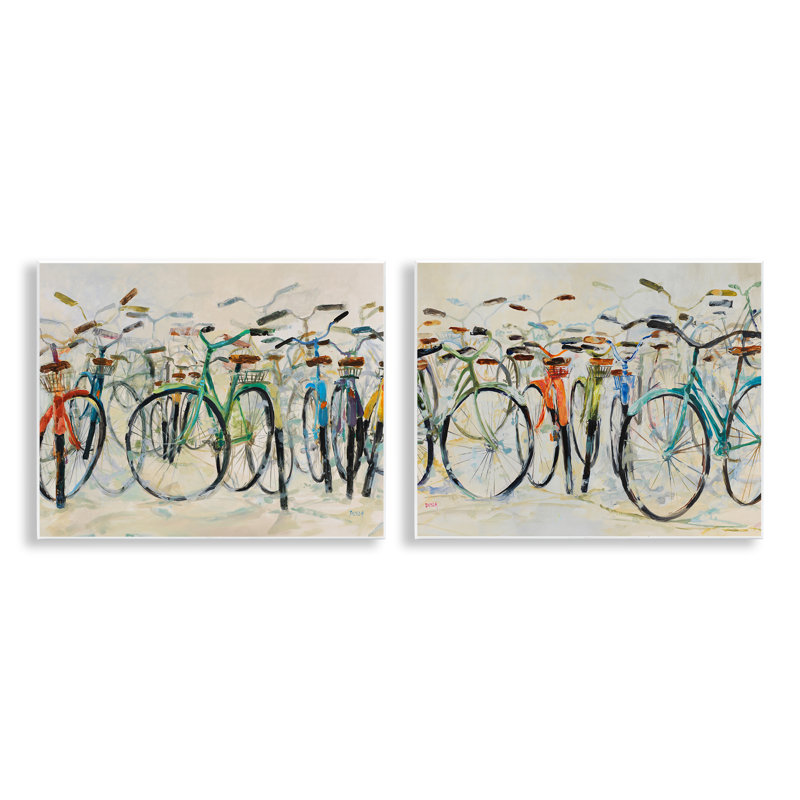 Plaque murale dynamique vélos sur beige, design par Dusza