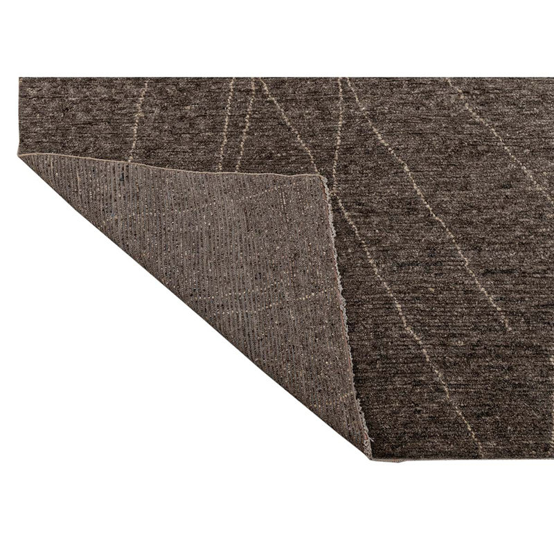 Wool Geometric Area Rug in Brown, Rectangle 6' x 9'