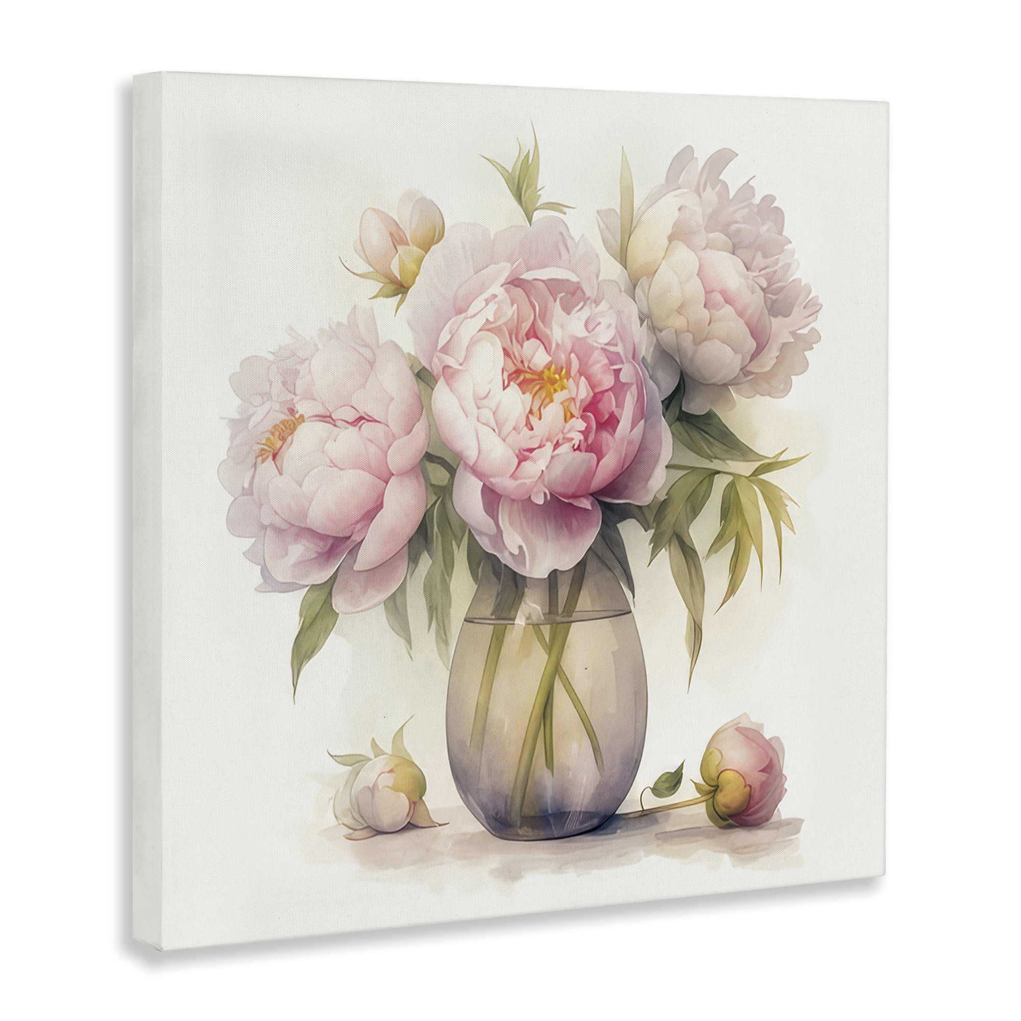 Red Barrel Studio Charming Pink Peonies Canvas Wall Art by LSR Design ...