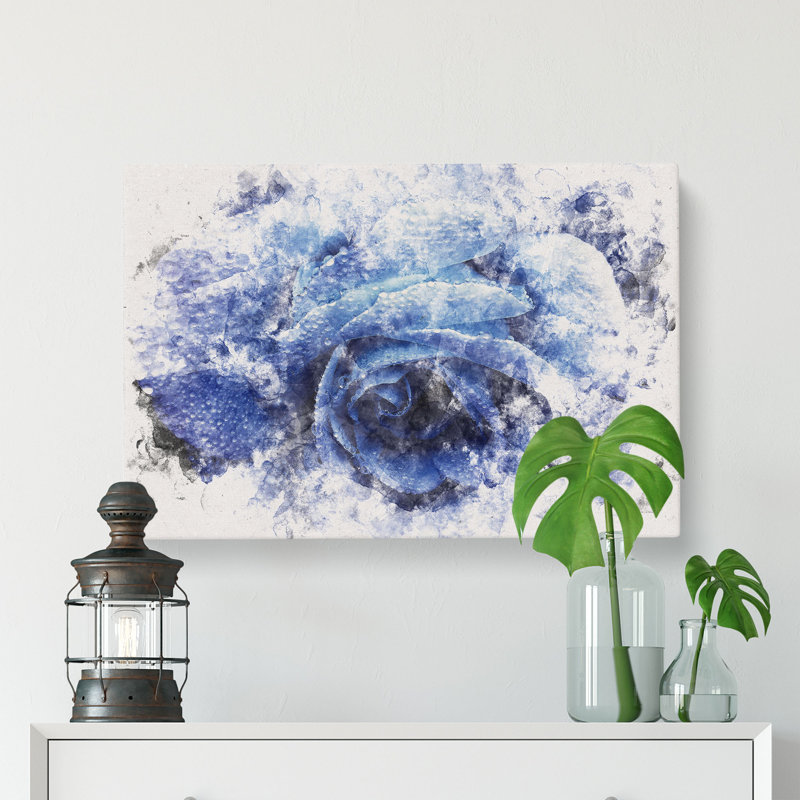 Blue Rose - Wrapped Canvas, 60cm H x 91cm W x 3cm D