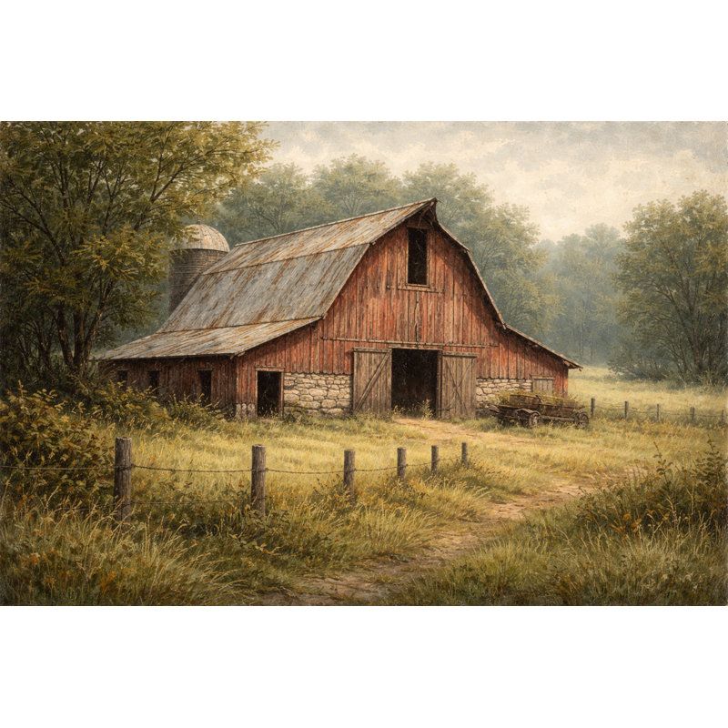 Art mural sur toile Quiet Farmhouse, L 36 po x H 24 po x P 1,5 po