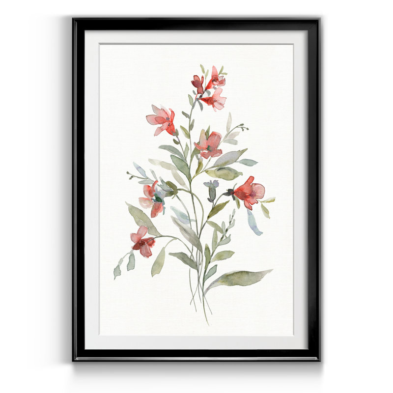 Lin botanique corail III - reproduction de photo encadrée sur papier, H 30,5 po x l 42,5 po x P 1,5 po, Noir