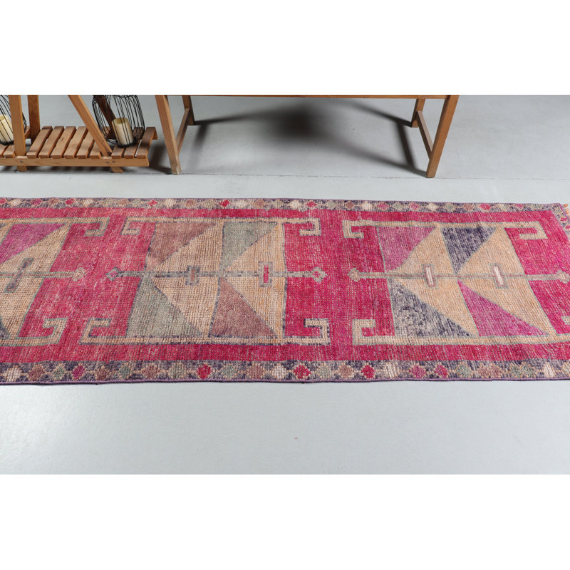 Tapis de couloir vintage rose Herki en rose - Tapis de décoration de cuisine antique
