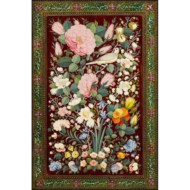 Tapis feuille d'oiseau et décoratif, Sous-tapis rectangulaire de 3 pi 3 po x 4 pi 11 po